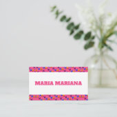Carte De Visite Motif Papillon Pixel Mignon Fond Rose Chaud (Debout devant)