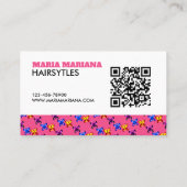 Carte De Visite Motif Papillon Pixel Mignon Fond Rose Chaud (Dos)