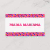 Carte De Visite Motif Papillon Pixel Mignon Fond Rose Chaud (Devant)