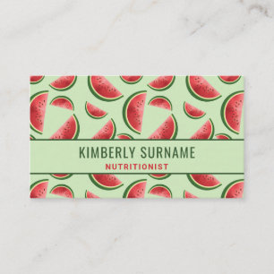 Carte De Visite Motif Pastèque sur Nutritionniste Vert
