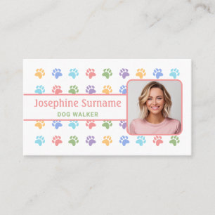 Carte De Visite Motif Pattes Colorées avec Photo Personnalisée Pro