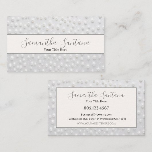 Carte De Visite Motif Pearl blanche (Devant / Derrière)