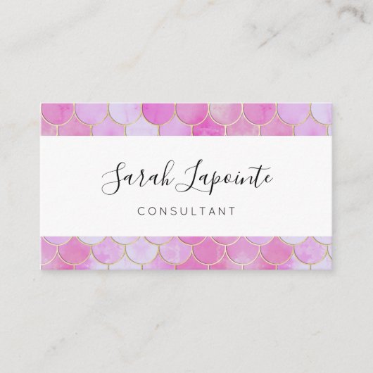 Carte De Visite Motif Pink Pastel & Gold Shimmer Mermaid (Devant)