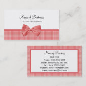 Carte De Visite Motif Plaid Mode Avec Cayenne Bow Rose (Devant / Derrière)