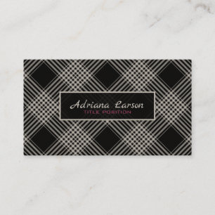 Carte De Visite Motif Plaid Noir Et Gris