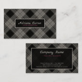 Carte De Visite Motif Plaid Noir Et Gris (Devant / Derrière)