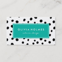 Carte de visite Motif point noir et turquoise