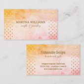 Carte De Visite Motif Pois d'or | Aquarelle élégante (Devant / Derrière)