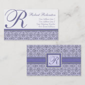 Carte De Visite Motif pourpre lilas élégant du monogramme R (Devant / Derrière)