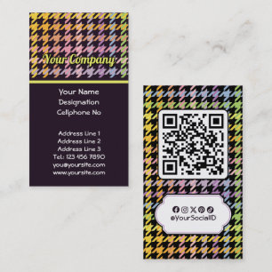 Carte De Visite Motif Rainbow Houndstooth