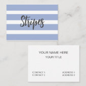 Carte De Visite Motif rayé côtier d'été bleu blanc (Devant / Derrière)