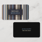 Carte De Visite Motif rayé de bleus élégants (Devant / Derrière)