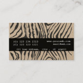 Carte De Visite Motif rayé de monogramme de zèbre chic de noir (Dos)