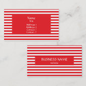 Carte De Visite Motif rayé rouge et blanc (Devant / Derrière)