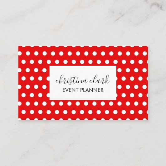 Carte De Visite Motif Red Polka Dot Fun Personnalisé (Devant)