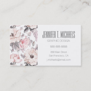 Carte De Visite Motif rose et gris classique