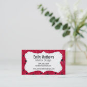 Carte De Visite Motif rose et noir de coccinelle (Debout devant)