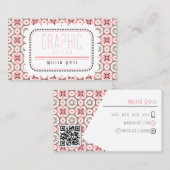 Carte De Visite Motif rose funky et code QR (Devant / Derrière)