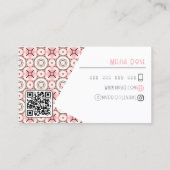 Carte De Visite Motif rose funky et code QR (Dos)