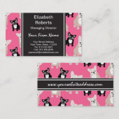 Carte De Visite Motif rose mignon de bouledogue français (Devant / Derrière)