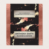 Carte De Visite Motif rose or et marbre (Extérieur déplié)