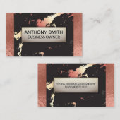 Carte De Visite Motif rose or et marbre (Devant / Derrière)