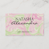 Carte De Visite Motif rose vert à bille liquide (Devant)
