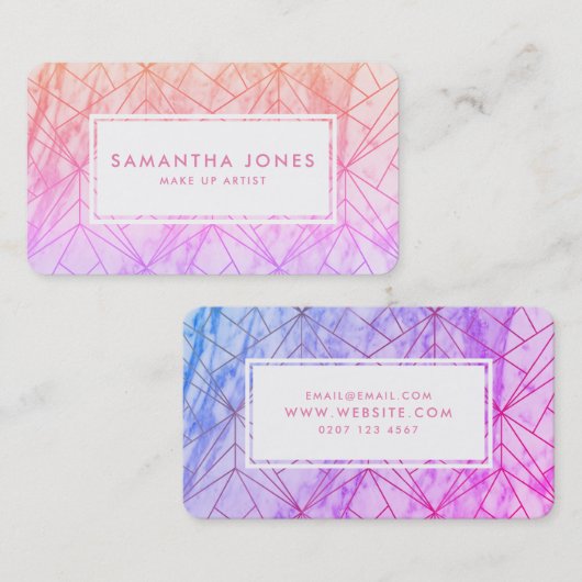Carte De Visite Motif rose violet Ombre maquillage Artiste (Devant / Derrière)