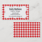 Carte De Visite Motif rouge et blanc de pied-de-poule (Devant / Derrière)