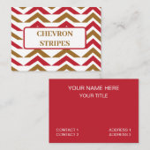 Carte De Visite Motif rouge vert Chevron (Devant / Derrière)
