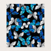 Carte De Visite Motif sans couleur foncée avec papillons bleus Mor (Extérieur déplié)