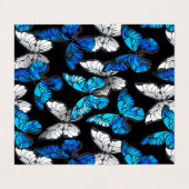 Carte De Visite Motif sans couleur foncée avec papillons bleus Mor (Extérieur déplié)
