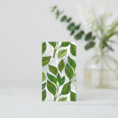 Carte De Visite Motif sans couture avec Feuilles de thé vert (Debout devant)