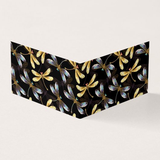 Carte De Visite Motif sans couture avec libellules d'or (Extérieur)