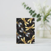 Carte De Visite Motif sans couture avec libellules d'or (Debout devant)