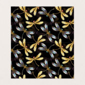 Carte De Visite Motif sans couture avec libellules d'or (Extérieur déplié)