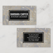 Carte De Visite Motif sans couture feuille de palme | Lignes feuil (Devant / Derrière)