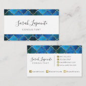 Carte De Visite Motif Sapphire Gemstone & Gold Marocain Carrelage (Devant / Derrière)