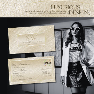 Carte De Visite Motif serpent à crème de soie avec monogramme et l