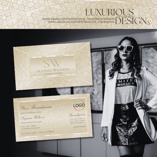 Carte De Visite Motif serpent à crème de soie avec monogramme et l