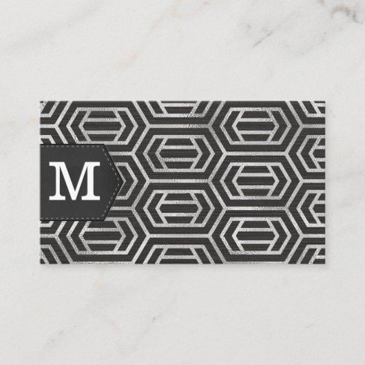 Carte De Visite Motif Silver Foil | Monogramme (Devant)