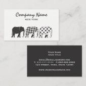 Carte De Visite Motif simple moderne des éléphants noirs et blancs (Devant / Derrière)