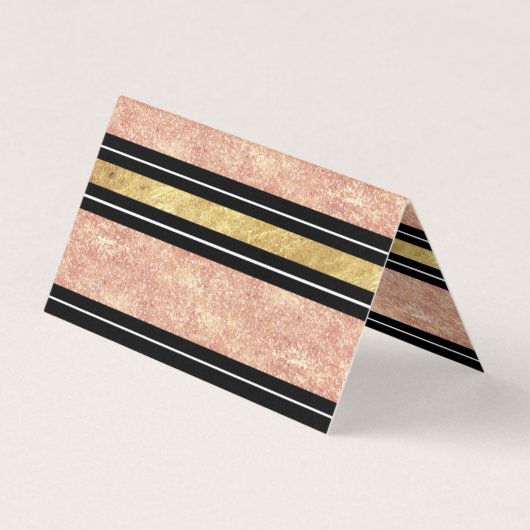 Carte De Visite Motif simple rose à rayures d'or (Dos)