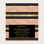 Carte De Visite Motif simple rose à rayures d'or (Intérieur déplié)