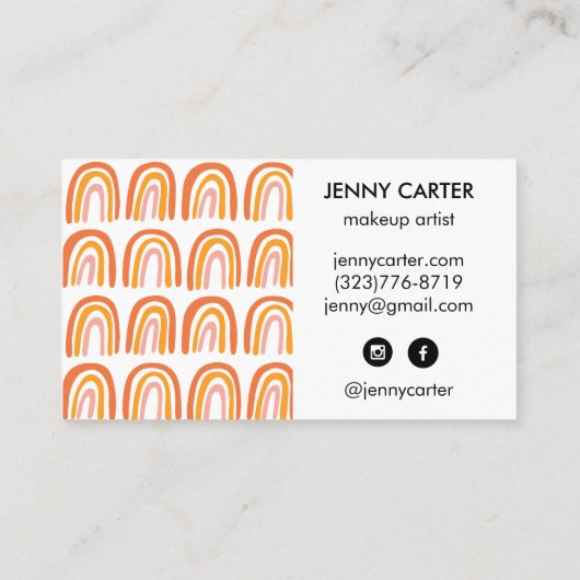Carte De Visite Motif simple rose orange arc-en-ciel (Dos)