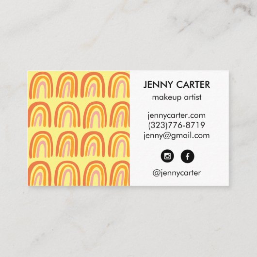 Carte De Visite Motif simple rose orange arc-en-ciel jaune (Dos)