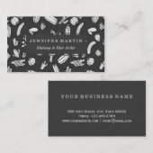 Carte De Visite Motif succulent blanc et noir moderne de cactus (Devant / Derrière)