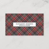 Carte De Visite Motif Tartan Plaid Élégant (Devant)