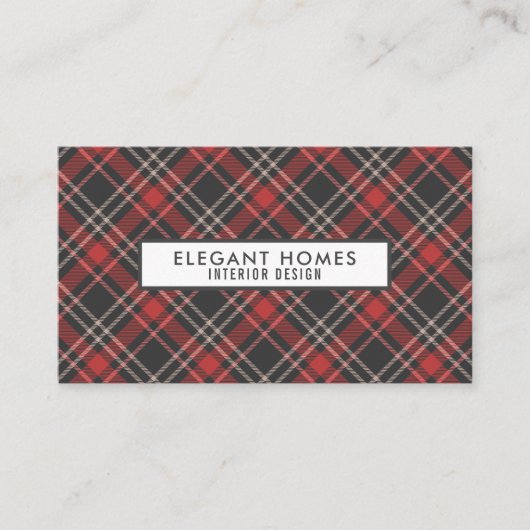 Carte De Visite Motif Tartan Plaid Élégant (Devant)