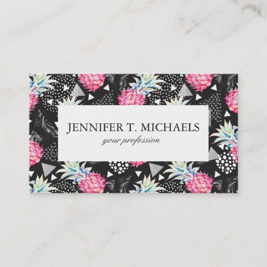 Carte De Visite Motif texturisé d'ananas de triangle (Devant)